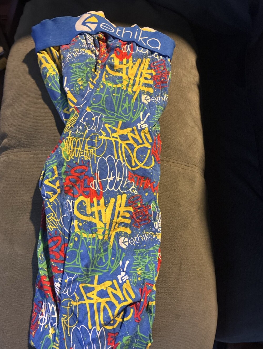 ethika Women's Blue Graffiti Footie with Multicolor Tags